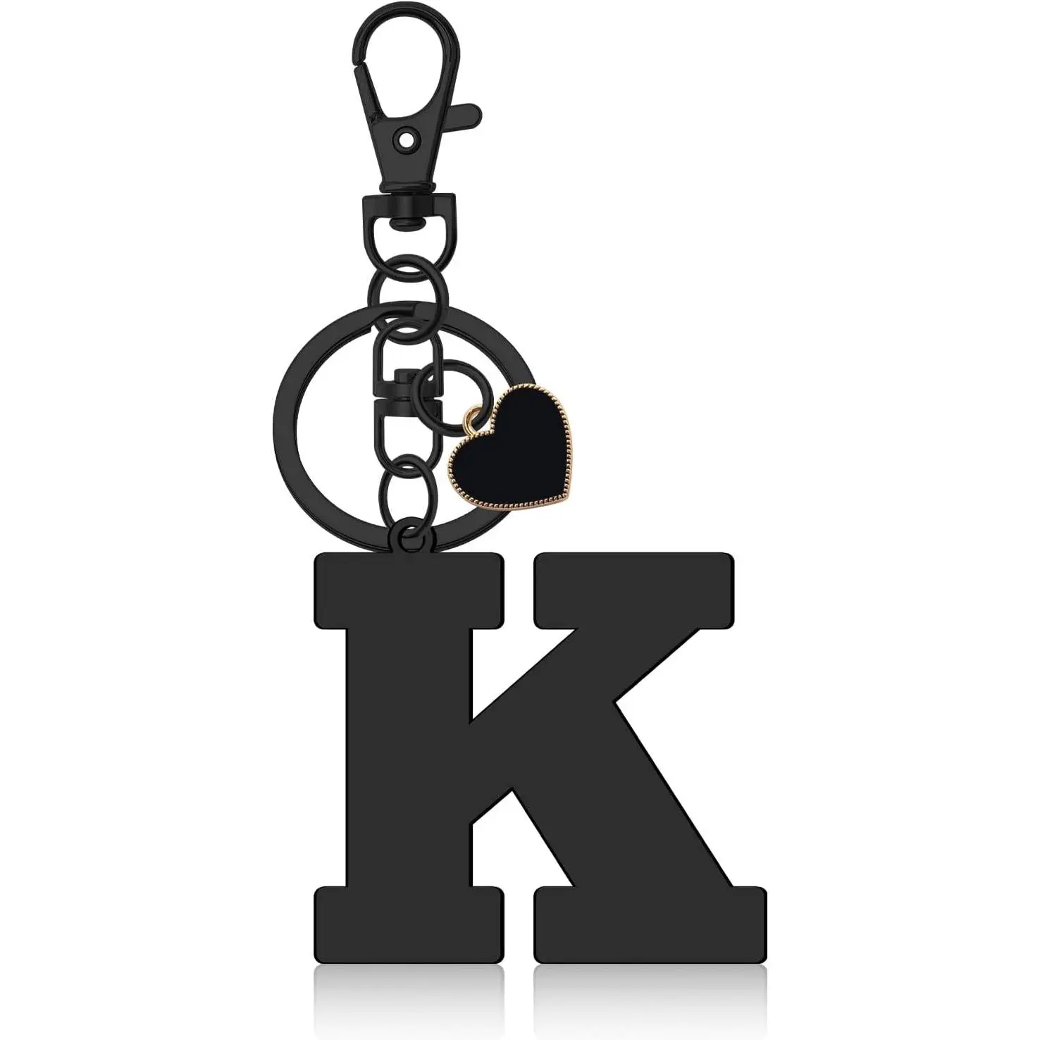 Women's 45mm A-Z Initial Alloy Keychain with Heart Charm, Durable Bag Key Accessory, Costume Jewelry Gift for Granddaughters - Christmas, Graduation Presents