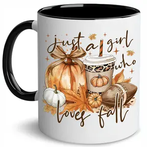 Just A Girl Who Loves Fall Coffee Mug, Vintage Fall Basics Accent Mug, Fall Girl Mug, Autumn Pumpkin Mug, Football Mug for Women, Coffee Lover Gift Mug, Cute Pumpkin Season Mug for Girls, Fall Autumn Coffee Mug, Accent Coffee Mug, 11Oz 15Oz Ceramic Mug