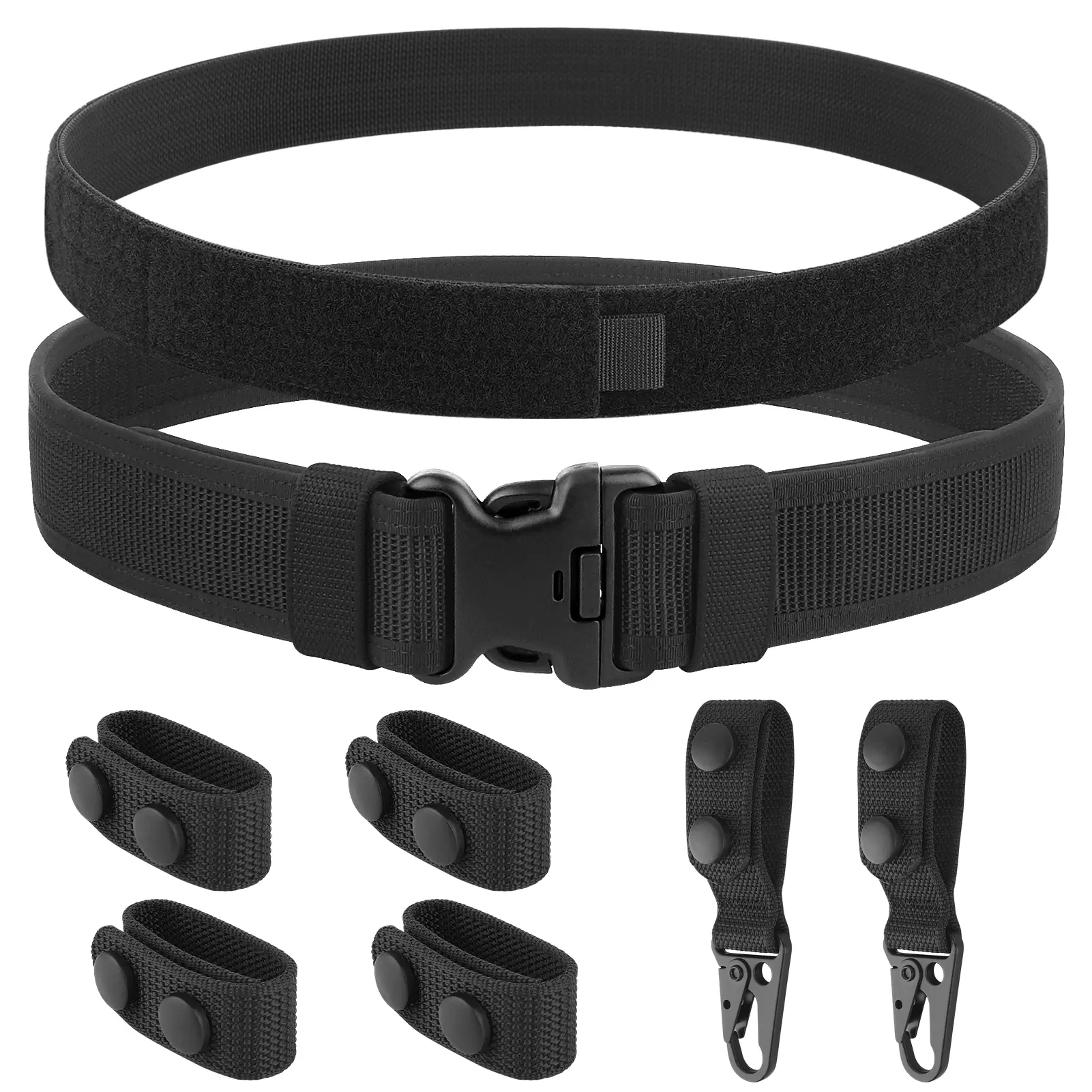 Krydex Police Duty Belt 2" Law Enforcement Officer Nylon Outer 1.5" Inner Belt + 6 Keepers UTX-Duraflex Cop-Lok Double Lock Durable Belts Combat Duty Belt