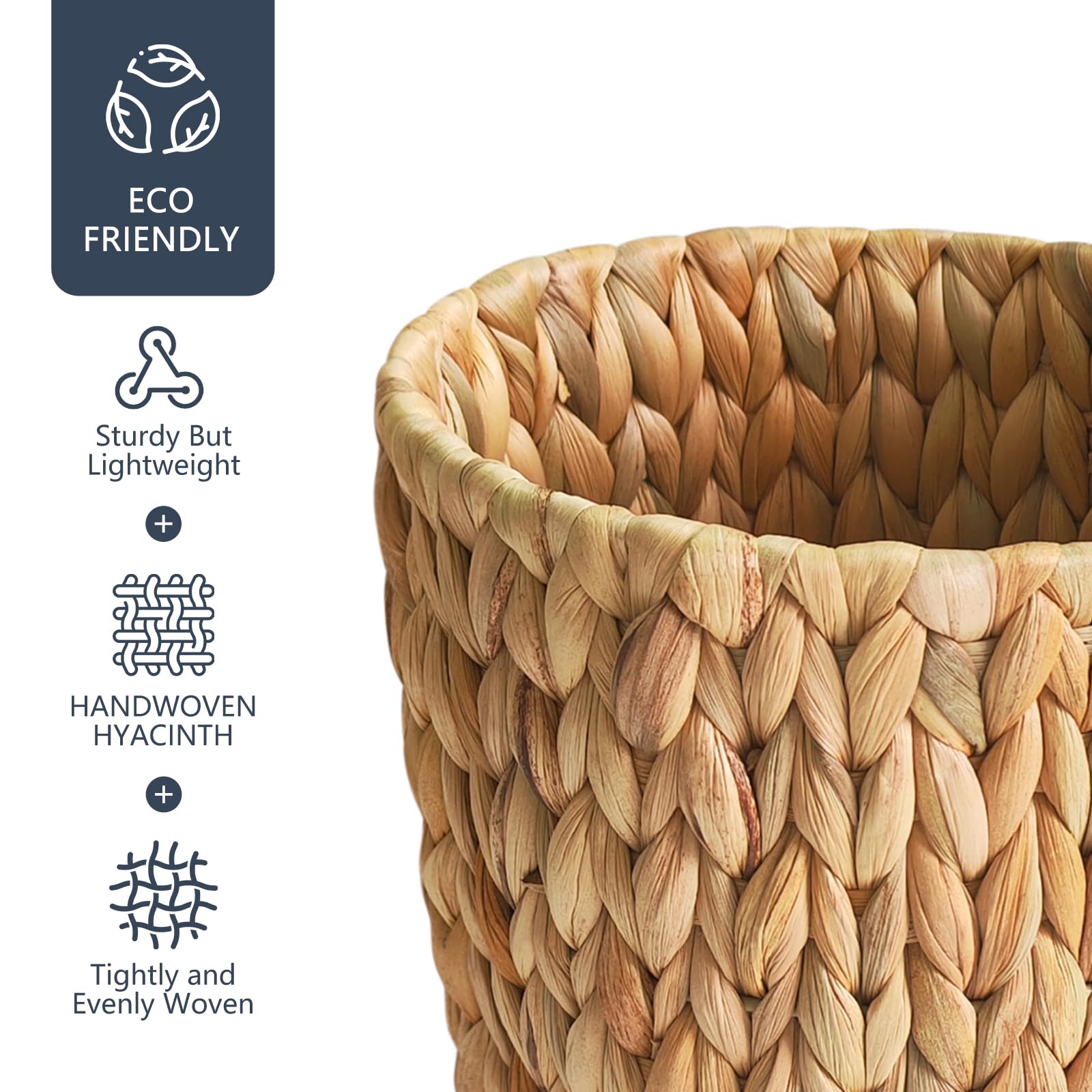 Wicker Trash Can, Small Bathroom Trash Can, Water Hyacinth Wicker Waste Basket for Bathroom, Boho Waste Basket for Bedroom, Home Office, Compact Spaces