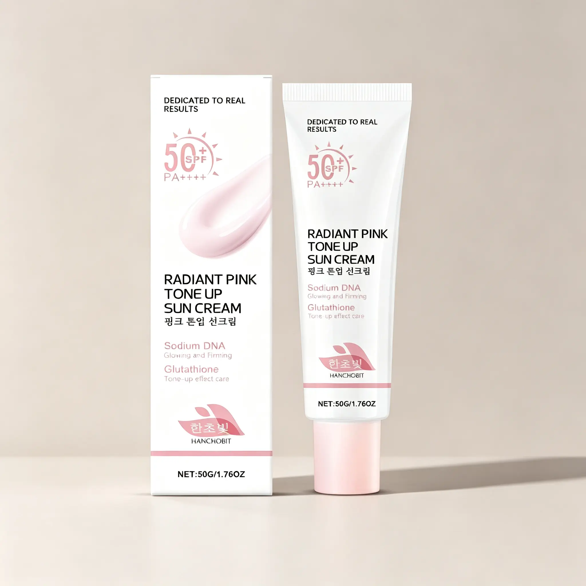 Hanchobit Tone Up Facial Sunscreen, SPF50+ Glutathione-Infused Brightening Moisturizer for Adults' All Skin - Alcohol-Free Hydrating Cream for Face & Body, Hyperpigmentation Care, 50g - Ideal for Everyday & Outdoor Activities