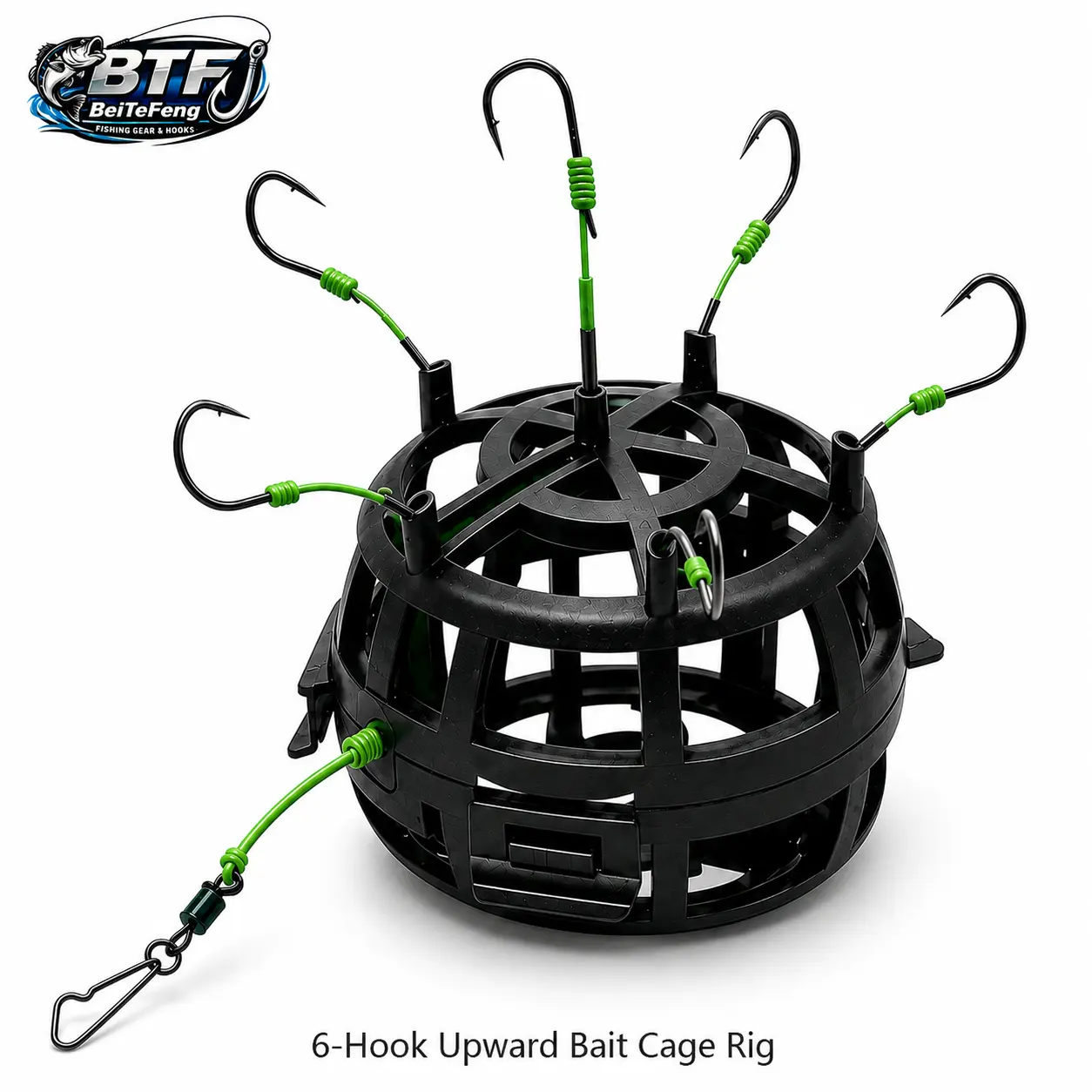BTF Anti-Snag Off-Bottom Fish Hooks, Mine Hook Bait Cage Fishing Rig for Pole Pancing, Pre-Tied Upward Hook Carp Feeder Rig, Easy Cast Bottom Fishing Tackle, Fishing Equipment for Fishing Rod, Fishing Pole & Baitcaster, Carp Catfish Bass Freshwater