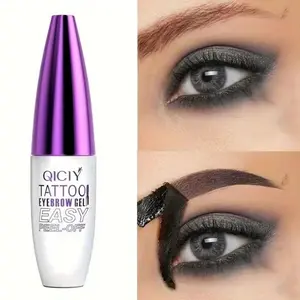 Easy Peel-Off Eyebrow Gel-Waterproof & Sweatproof, Long-Lasting Black or Brown TattoTint, Film Forming, Medium Coverage for All Skin Types