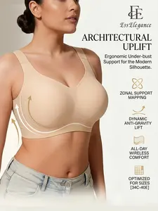 EssElegance Anti-Gravity Wireless Bra - Plus Size Friendly Push Up Bralette for 34C-40E, Full Side Coverage & Back Smoothing Bra, No-Dig Wide Straps Seamless T-Shirt Bra, Sexy Leopard Print Supportive Everyday Lingerie