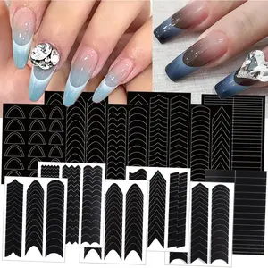 French Tip Nail Guides, 1860pcs French Manicure Nail Art Stickers, Self-adhesive Wavy Lines Strips Tapes, French Tip Nail Tool, French Nail Forms Fringe Tip Stamp Airbrush Stencils, Nail Art Supplies springtok