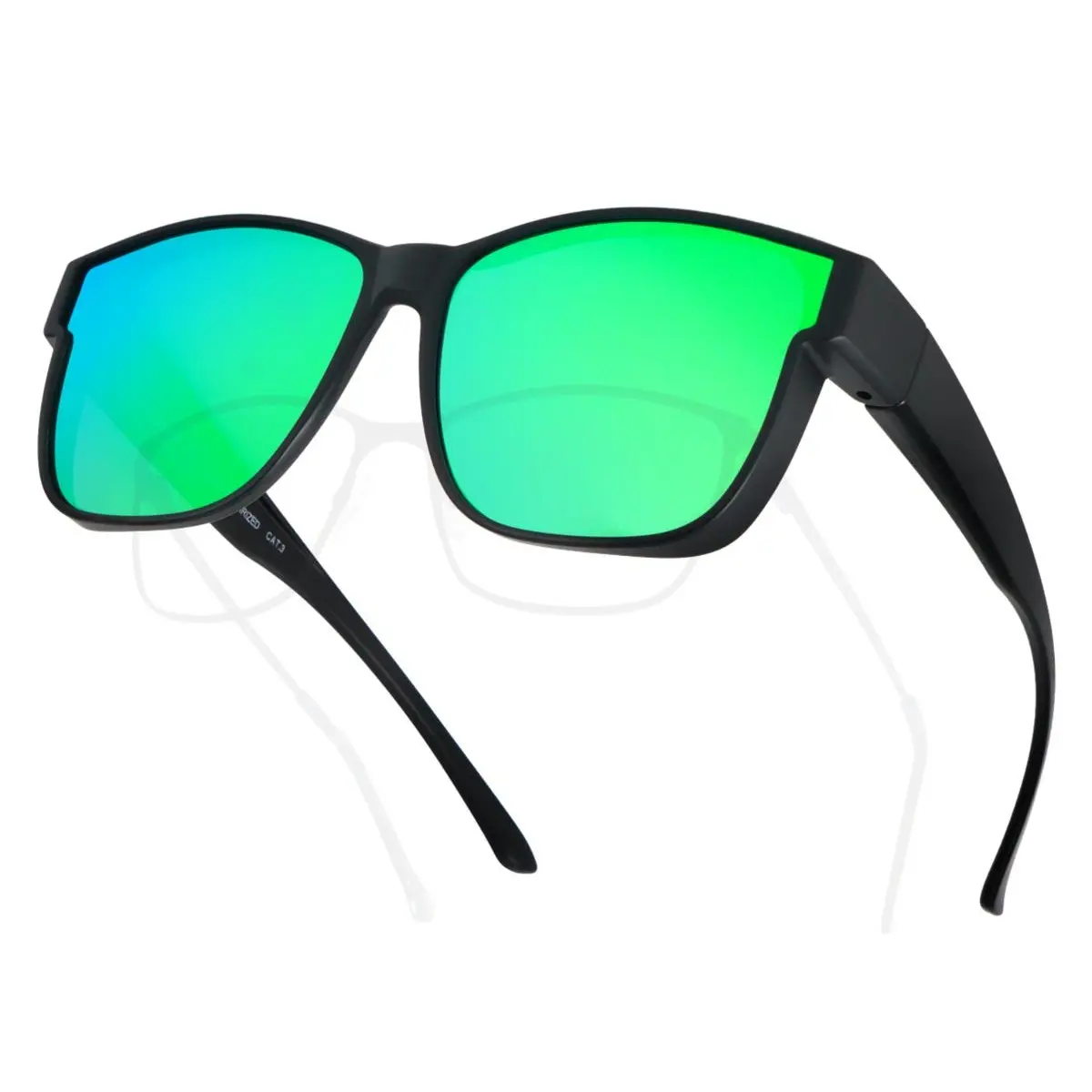 Meeloog Polarized Fit Over Glasses Unisex Fishing Shades - Men's Sunglasses, Large Square, UV400 UV Resistant Frame, TAC Lens, 99.2% Glare Reduction, Driving Use, Model JTT402564, Durable Tr90 For Daily Use