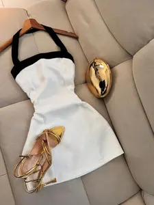 Elegant Women's Backless Colorblock Dress, Perfect for Dates and Parties, Stylish and Versatile, Ideal for Various Occasions, Chic Trendy Dress