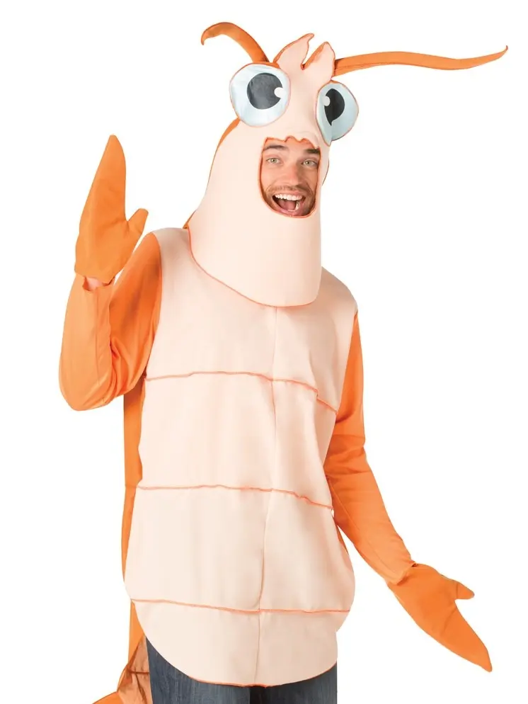 Rasta Imposta Shrimp Costume Tunic with Claws and Headpiece, Unisex Adult fits up to Men's Large