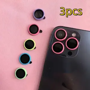 3pcs Night Glow Ceramic Eagle Eye Phone Lens Film, Pure Color Phone Lens Protection, HD Scratch Resistant, Multiple Colors Available, Smartphone Camera Accessories, Cellphone Accessories