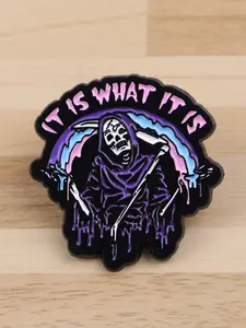 “It is what it is" Vintage Punk Skull Brooch Pin, Halloween Party Fashion Accessory, Retro Style Skeleton Badge, All Season Wearable Jewelry