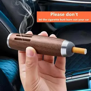 Portable Wooden Car Ashtray, Decor, Shockproof Design Car Ashtray, Car Interior Accessories for Smoke-free Vehicles