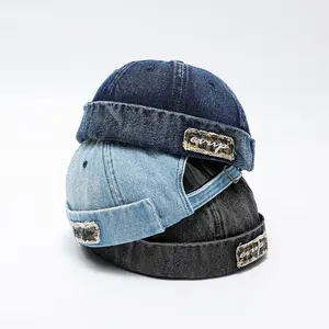 Denim Docker Hat Fashion Brimless Beanie Hat Retro Worker Skull Cap Rolled Cuff Sailor Cap Hip Hop Dancing Watch Cap Baseball Cap Adjustable Fitted Snapback Hats