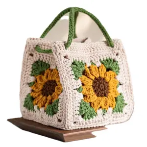 DIY Crochet Granny Square Bag Kit for Women, Handmade Knitting Yarn Pack with Crochet Hooks, DIY Crossbody Bag Making Supplies