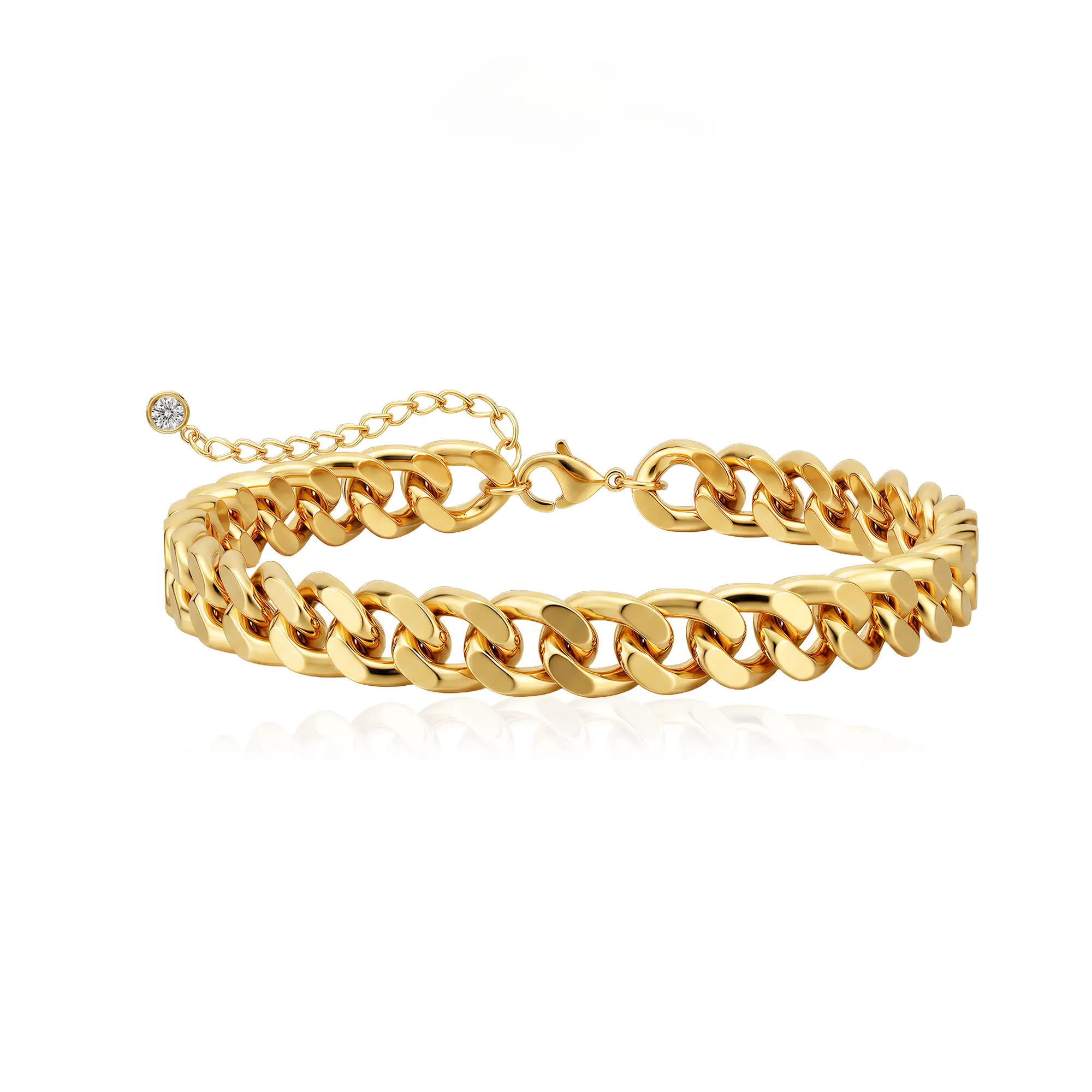 FREEKISS Gold Cuban Link Bracelet, Unisex, 9mm Miami Cuban Chain, Chunky Gold Bracelet, Waterproof Jewelry, Personality Bracelet, Trendy Fashion Accessory, Gift for Him or Her travelessentials