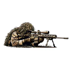 Sniper Elite Sticker, Tactical Military Sniper in Ghillie Suit, Precision Shooter Decal, Cool Gift for Veterans & Gamers, Car Sticker, Laptop, Water Bottle