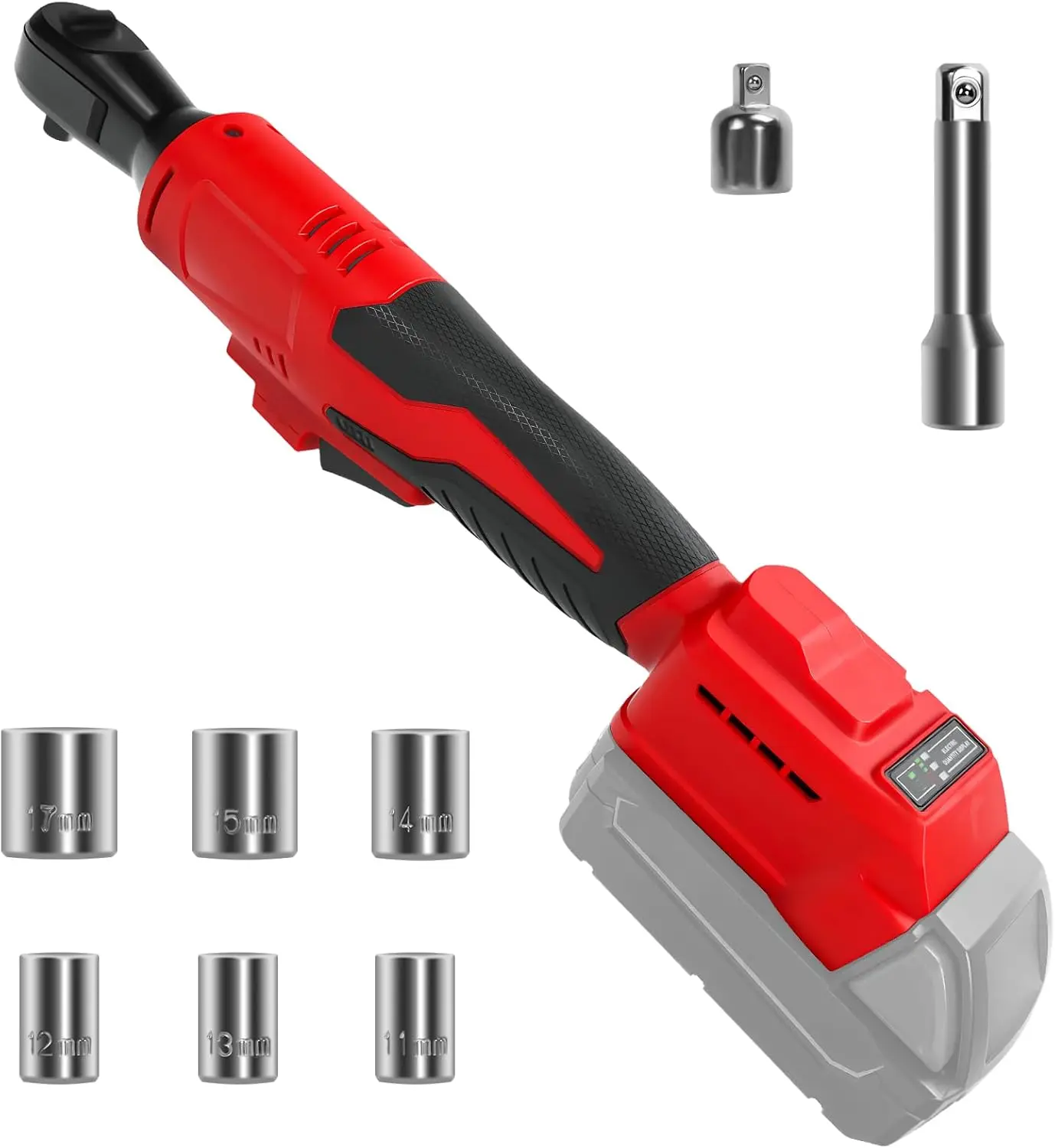 3/8" Cordless Ratchet Wrench for Milwaukee 18V Battery, 42FT-LBS Brushless Electric Power Ratchet With 300RPM Variable Speed, 6 Sockets, 1/4" Adapter, 3" Extension Rod (Battery not Included)