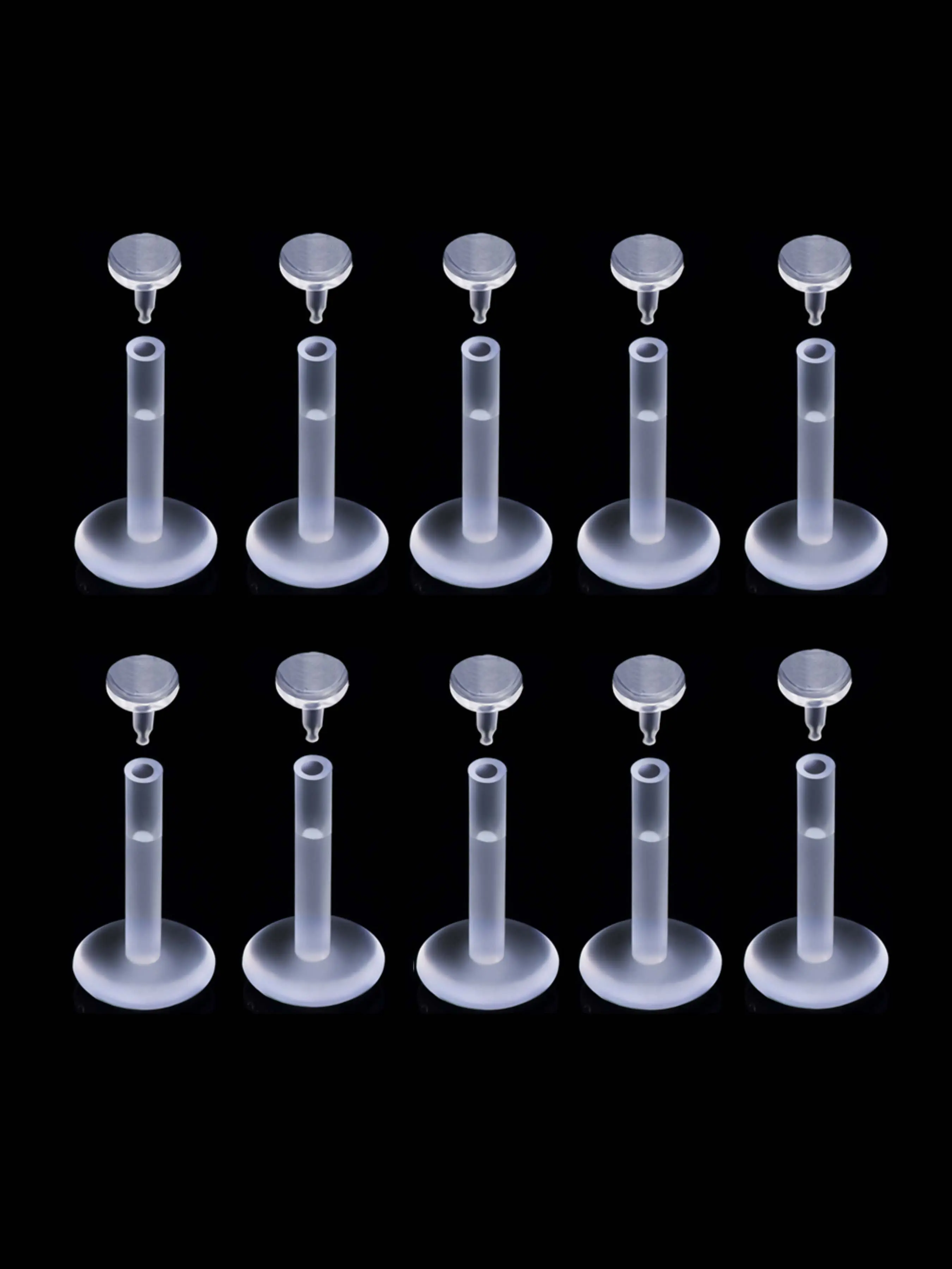 10pcs Bulk Acrylic Push in 16g 1.2mm Labret Ring Bar, Labret Studs, Bioflex Monroe Lip Stud, Ear Tragus Clear Retainer, All Seasons, Casual Style
