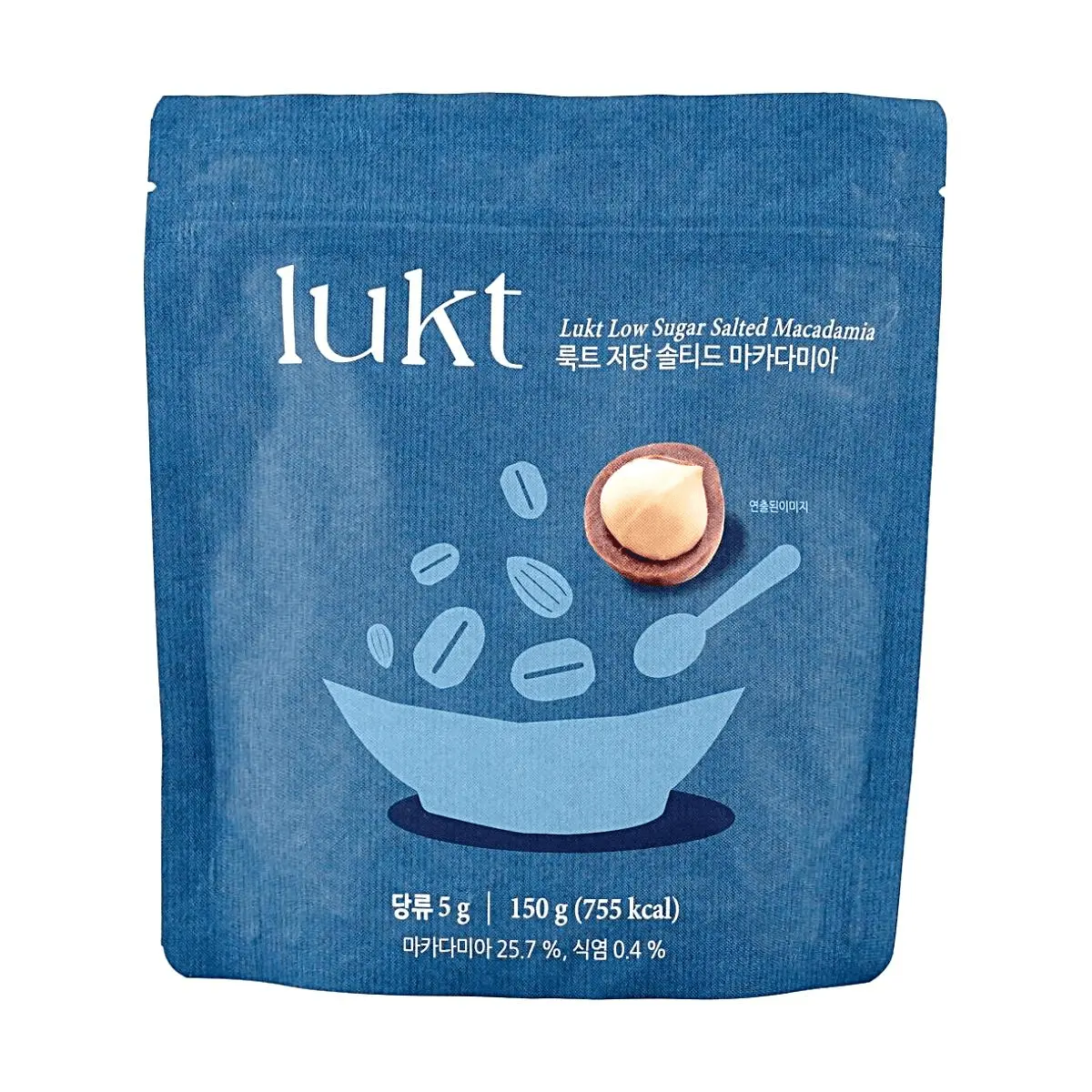 LUKT Korean Low Sugar Salty Macadamia Granola Cereal 150g - Healthy Carb Snack, Ready-to-Eat, No Added Sugar, Creamy Nutty Flavor