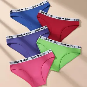Hotcom High Rise Comfortable CasualPanties Set for Women Soft Breathable Fabric with Letter Tape Design in Blue Red Green Pink and Purple 5/10 Pack - Elegant