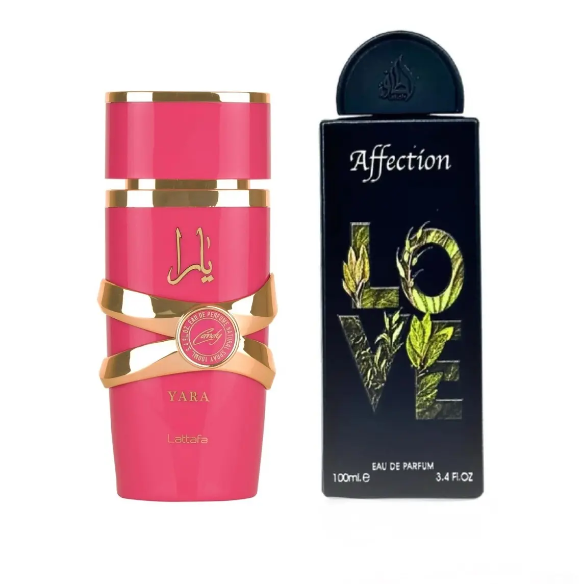 Lattafa Lovers 2pc Bundle: Yara Candy + Lattafa Pride Affection EDP Perfume Sprays For Women