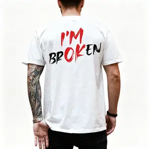 Sarcastic Mental Health Graphic Hoodie - "I'm Broken I'm OK" Soft Smooth Cotton Casual Unisex Sports Sweatshirt, Washed Black