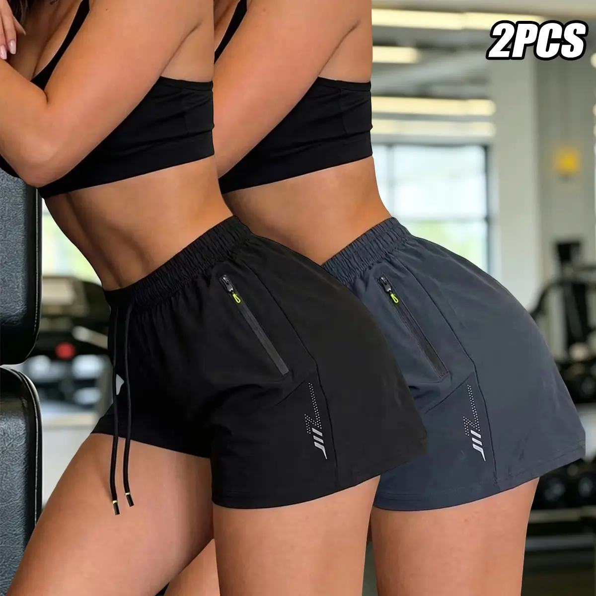 2-pack women’s athletic casual shorts, breathable and comfortable, quick-dry shorts for summer sports and fitness, yoga workout bottoms for women, summer women’s apparel, women’s sports shorts, women’s fitness shorts