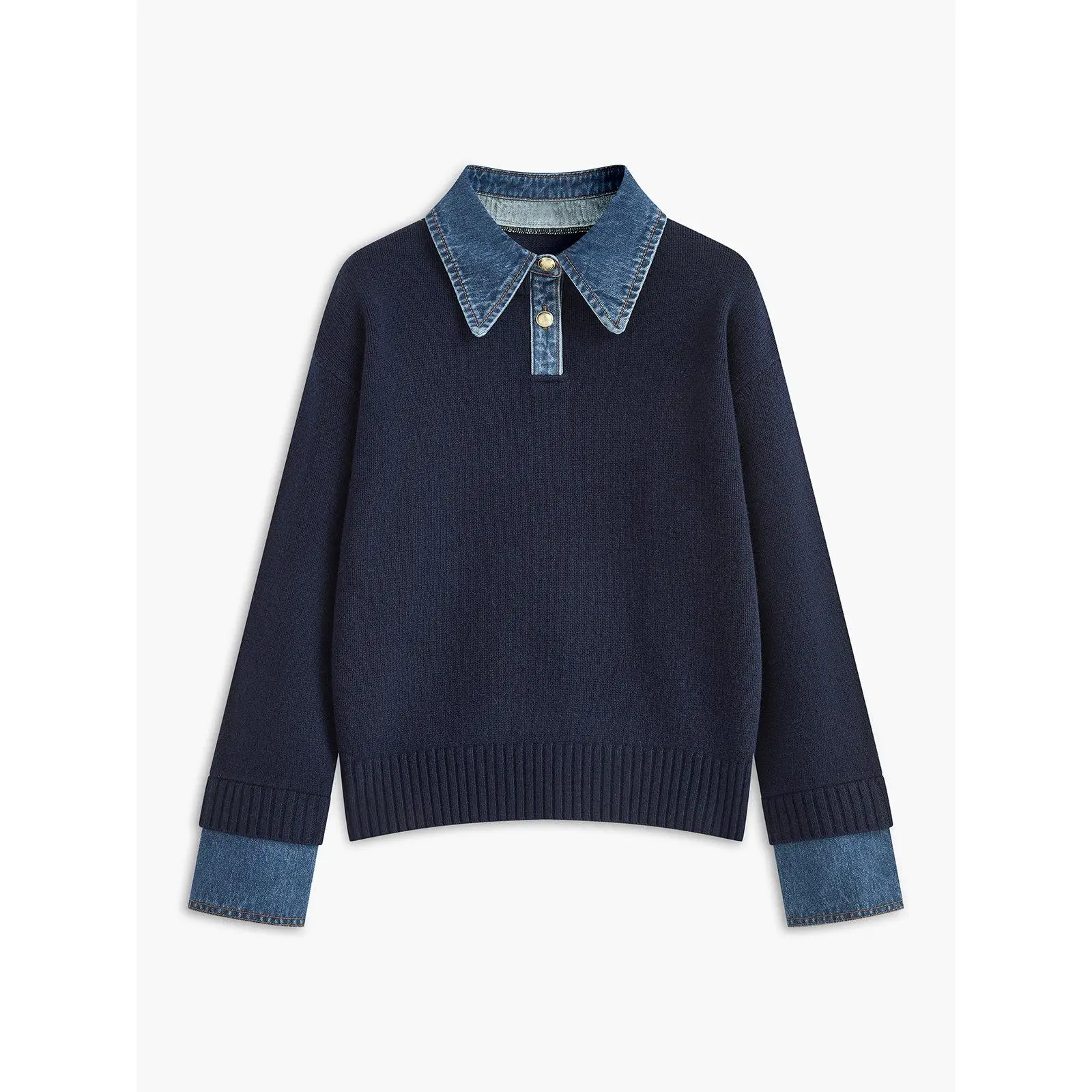 2 in 1 Panel Lapel Sweater