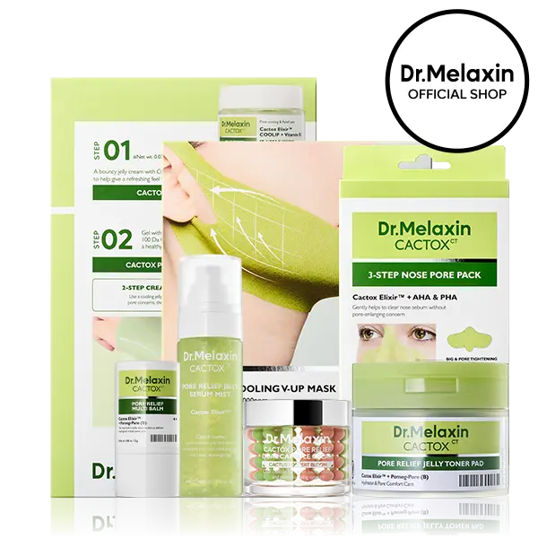 [Dr.Melaxin Official] CACTOX Ultimate 7-Step Pore Care Full Routine Set with Cactus Cooling Reduce Puffiness & Pore Tightening for Visible Pore Care Skin Repair