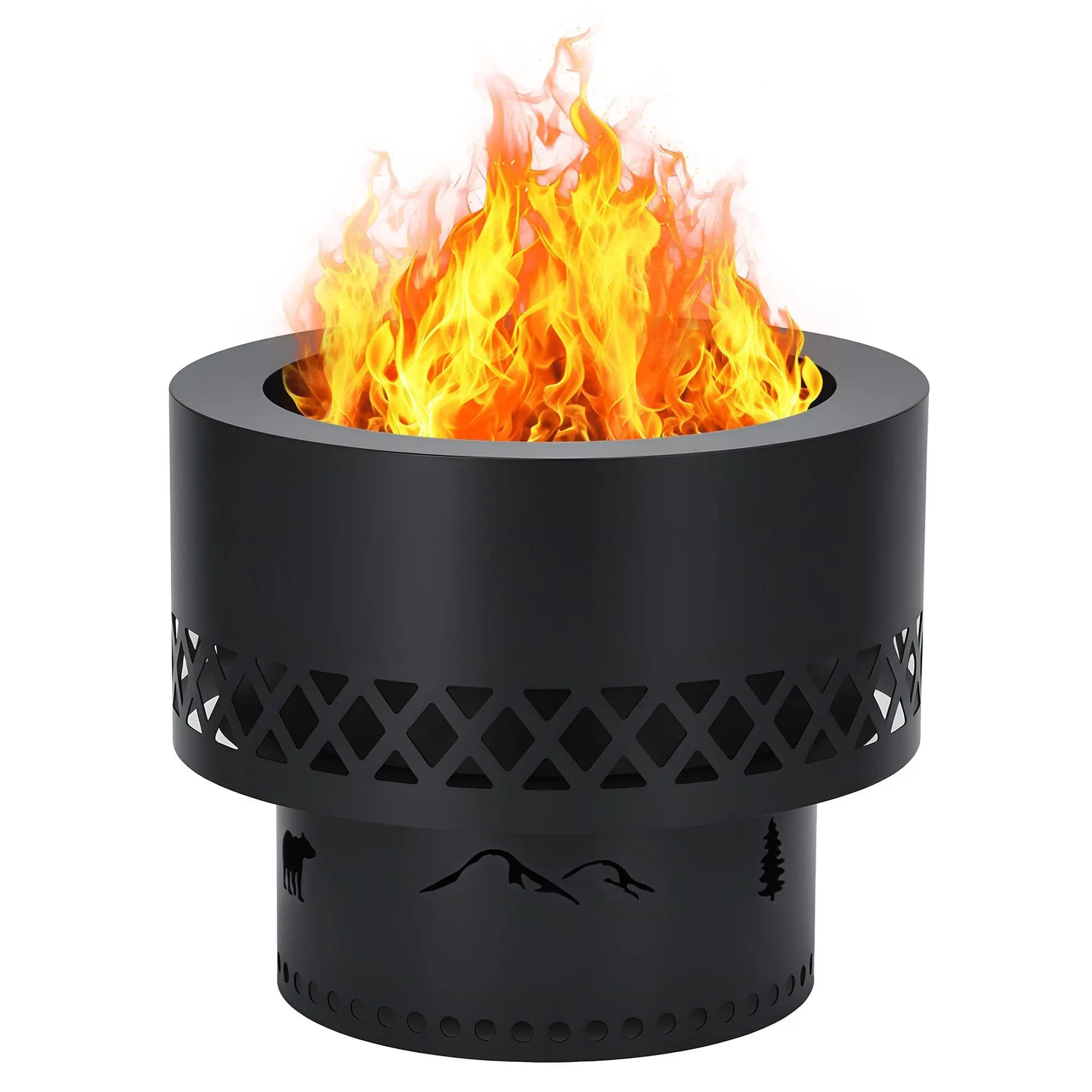 GARVEE 20 Inch Smokeless Fire Pit for Outside, Portable Outdoor Wood Burning Steel Fireplace with Removable Ash Pan & Waterproof Carry Bag, Small Fire Pit for Patio, Camping, Bonfire (2-8 People)