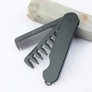 2-in-1 Men's Hair Styling Comb Foldable Design for Travel Wide & Fine Teeth Durable ABS Plastic Portable, Multi-Functional Grooming Tool with Secure Clasp Ideal for Normal Hair Types