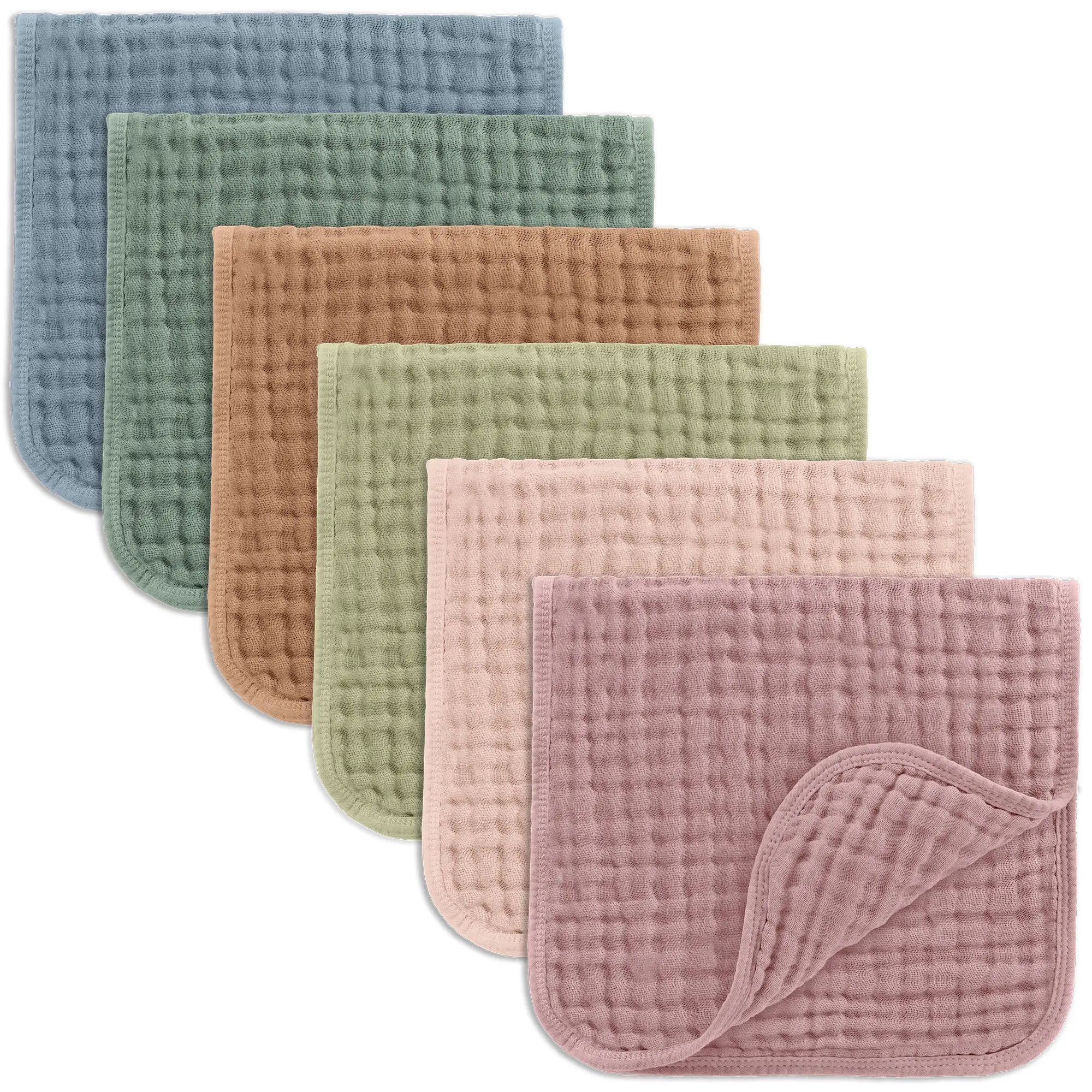 Comfy Cubs Muslin Burp Cloths 20" x 10", Pack of 6 - Large, 6-Layer, Ultra Absorbent 100% Cotton for Baby Drool and Messes - Soft, Safe & Gentle Baby Burp Cloths Set for Boys & Girls