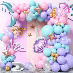 96-Piece Magical Latex Mermaid Tail Star Balloon Decoration Set, A-96pcs Large Pack Ocean Theme Balloon Garland with Easy Assembly, for Girl's Birthday & Wedding Festive Home Party Supplies
