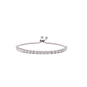 Istone 14K Gold Plated 3mm Cubic Zirconia Tennis Bracelet，Hypoallergenic Classic Link Bracelet for Women Adjustable