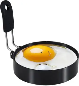 3.5'' Egg Rings with Silicone Handle, Stainless Steel Egg Cooking Rings，Nonstick，For Frying Eggs and Egg Mcmuffins, Egg Mold For Breakfast