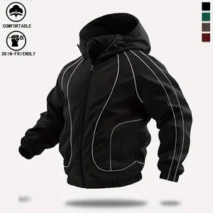 Men's windproof waterproof jacket, breathable outdoor hiking coat, foldable hat design, lightweight and durable, all-weather use, suitable for spring and summer in thin styles.