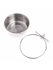 Silver - 4.72 inches Bird Feeding Bowls Cups Parrot Food Water Dishes,Pet Feeder Bowl,Stainless Steel Bird Feed Box Parrot Cups Bowls Container For Food Water Feeding Supplies 1Pcs