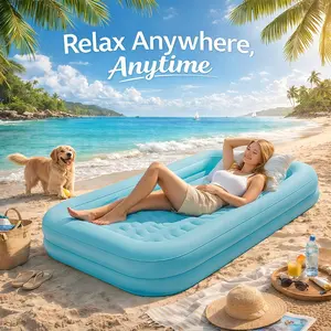 Portable Airbed, Indoor/Outdoor Foldable Thick Camping Bed, Easy Setup, Blue Starry Sky Design, Ideal for Guest Rooms & Temporary Sleep