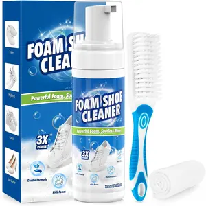 Shoe Cleaner, 6.76 Oz White Shoe Cleaning Kit with Brush & Towel, Sneaker Cleaner for Tennis Shoe, PU Leather, Knit