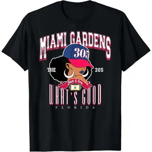 100%cotton 305 Miami Gardens Florida Area Code Melanin Pride Gifts T-Shirt