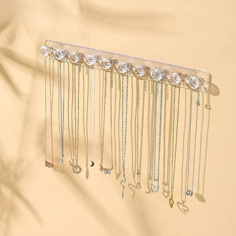 1pc 12 Diamond-Shaped Hooks - Wall-Mounted Jewelry Organizer, Perfect Gift For Women And Girls