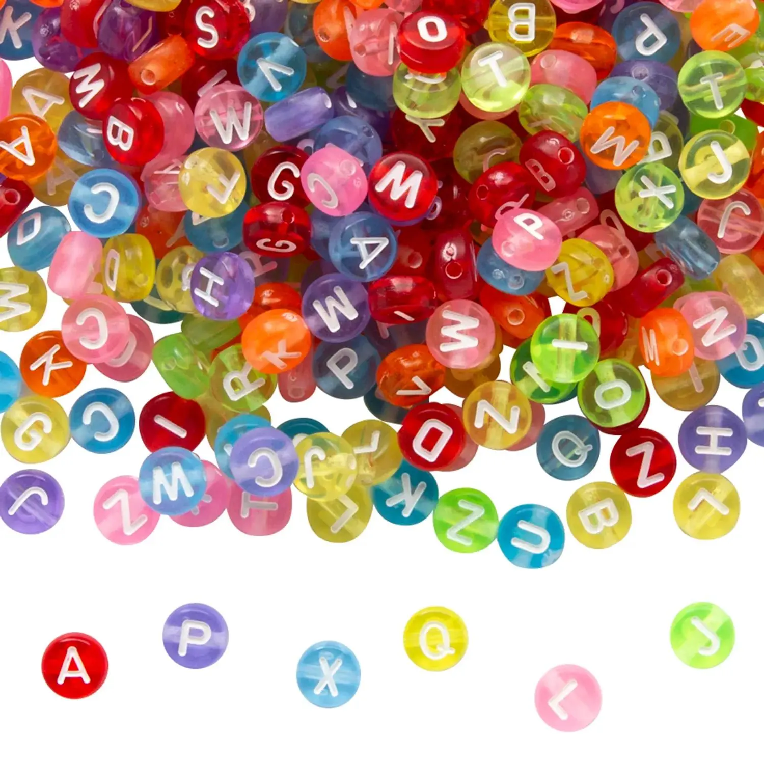 Fun Express Translucent Multicolor Round Alphabet Plastic Beads, 6mm Bulk 400 Pieces