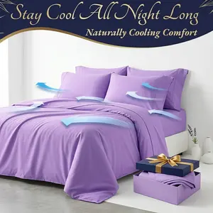 Bamboo Cooling Bedding Set – Extra Deep Pocket, Breathable and Cooling for Hot Sleepers, King/Queen Sizes with Pillowcases and Sheets