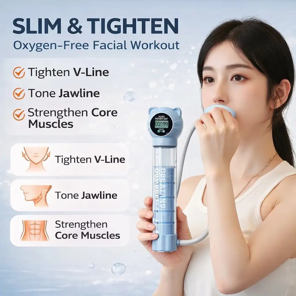 Breathing Muscle Trainer – Lung Capacity Exerciser & Diaphragmatic Breathing Fitness Tool | Facial Workout, V-Line & Jawline Toning, Core Strength Training | Home Fitness & Wellness Device, Facial Sculpting Tool, Facial Shaping Tool