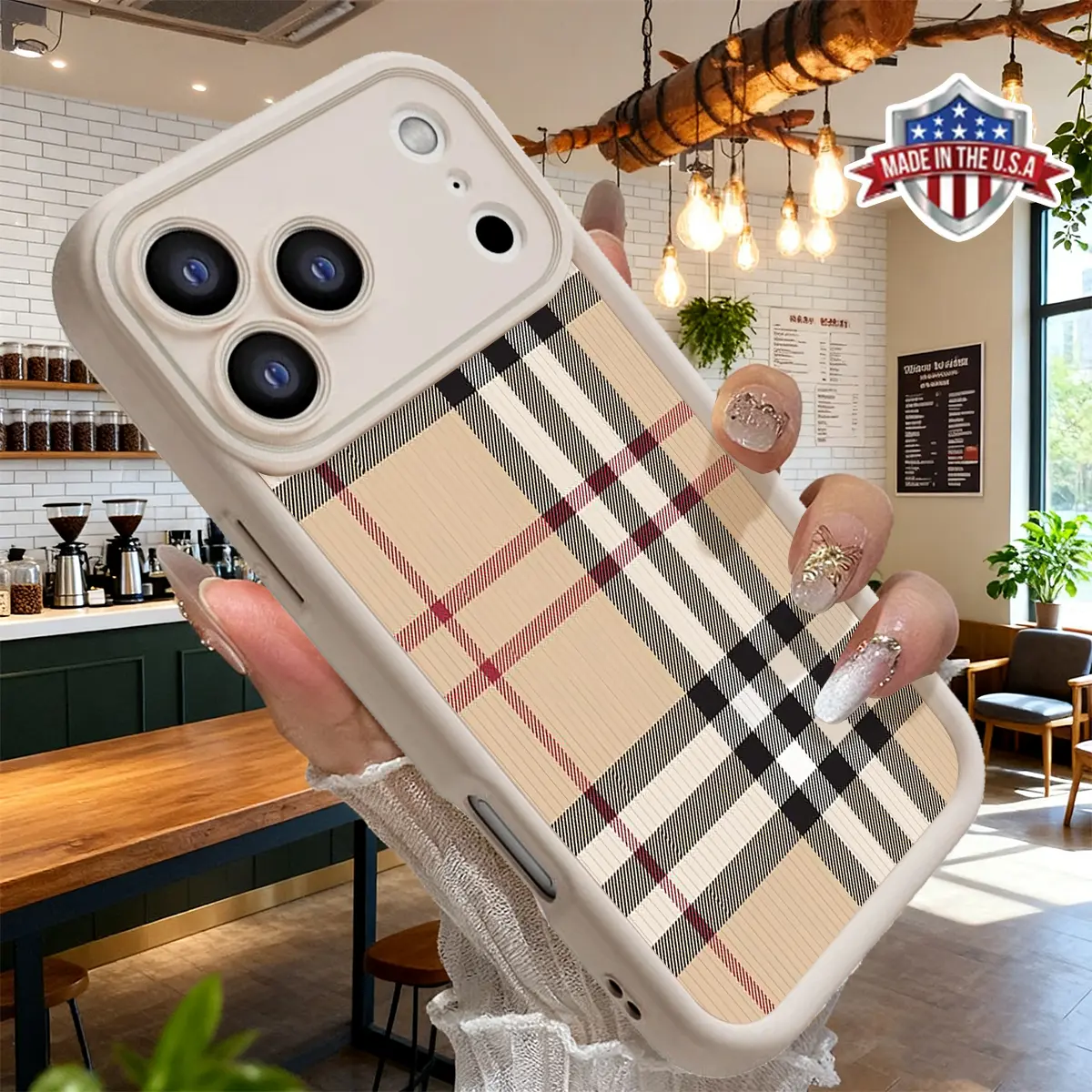 Stylish Plaid Pattern Case for iPhone 17 16 15 14 Pro Max 13 12 11 XR XS Plus Air Slim Shockproof Anti Drop Protective Lightweight TPU Cover,junk,promax