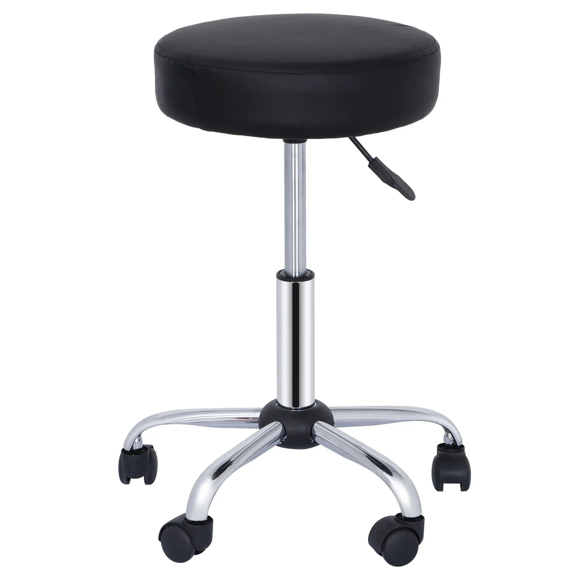 Segawe Hydraulic Swivel Base Salon Stool - Black PU Leather Chair with Adjustable Seat Height, for Tattoo, Massage Spa Use