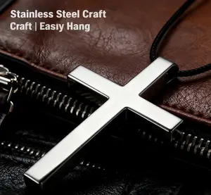 Car Rear View Mirror Accessories Hanging Pendant, Cross for Car Mirror Hanging, Rearview Mirror Cross, Premium Alloy Cross Car Hanging Ornament, Auto Accessories Metal Vehicle Charm and Pendant Decoration Fit for Truck, Home Decor (Silver)