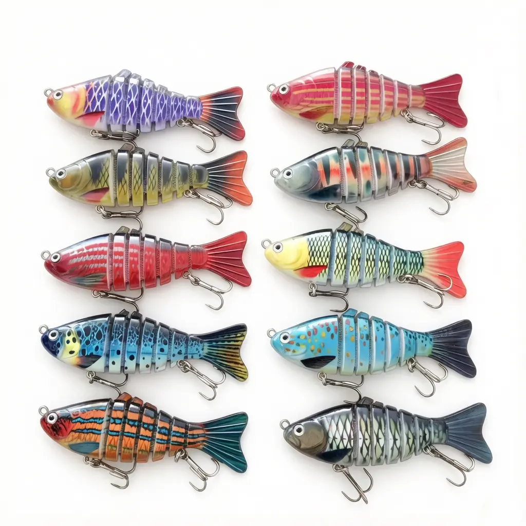 3.9in 6-Segment Multi-Jointed Fishing Lure Kit, Slow-Sinking Bionic Swimbait with Sharp Treble Hooks, Realistic Prey Look, Durability-Focused Gear for Saltwater Angling, Ideal for Beginners