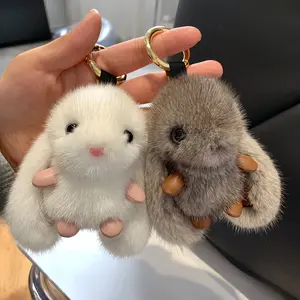 Cute artificial mink rabbit keychain - Girl's gift, backpack accessories | Plush toy car accessories, backpack decoration, children's plush toys Pink