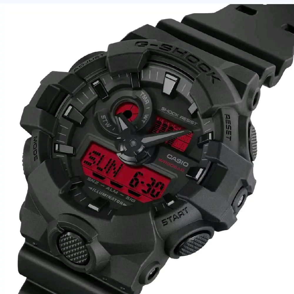 GA-700BBR-1A. G shock X large black and red dual time men' classic watch