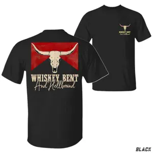 Whiskey Bent and Hellbound T-Shirt - Texas Longhorn Skull Graphic, Country Outlaw Tee